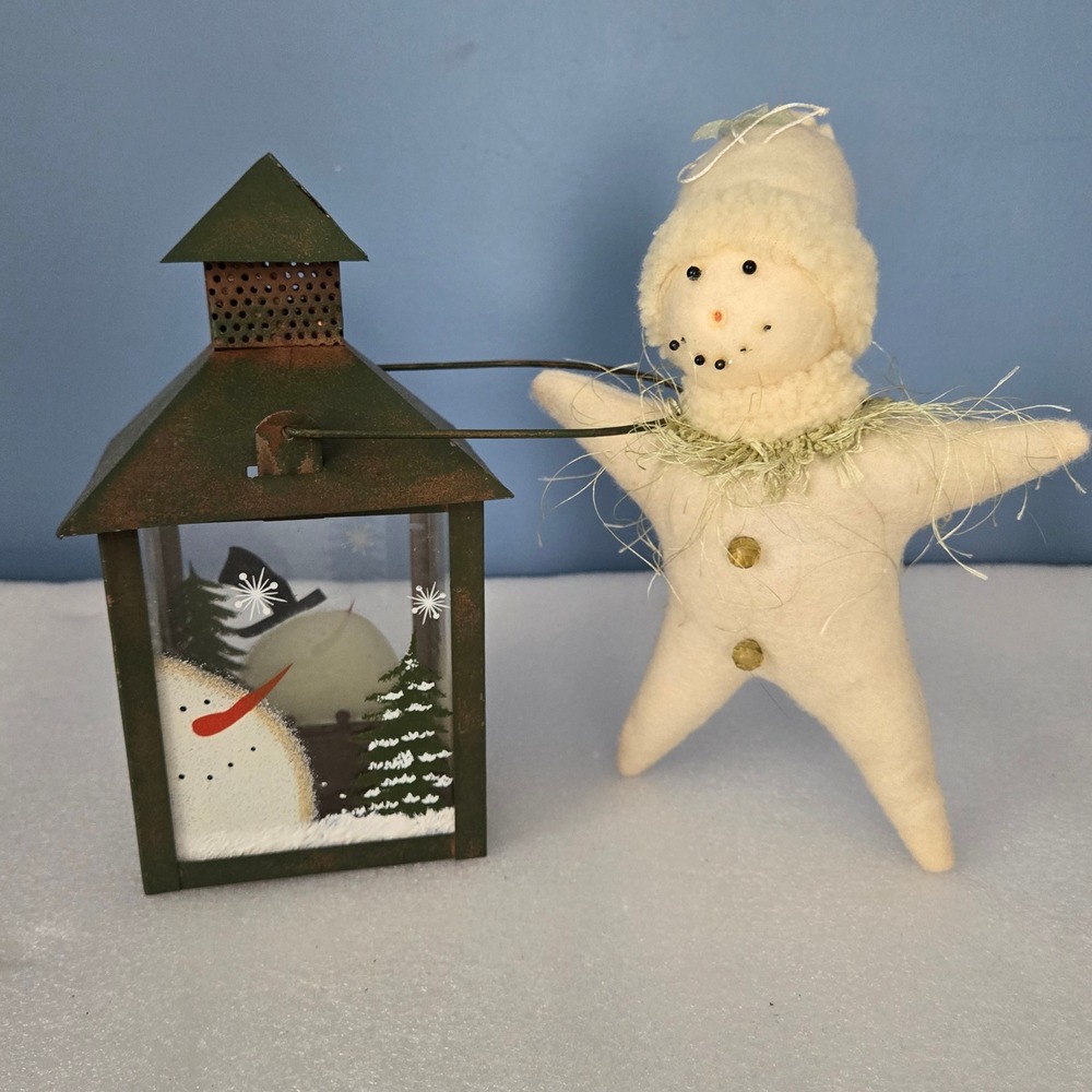 Transpac TII Collections Snowman Lantern & Plush Figure Set Rustic Holiday Decor